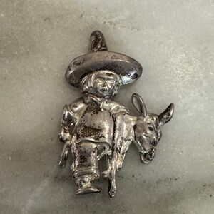 Vintage Sterling Silver Cowboy and Donkey Figurine